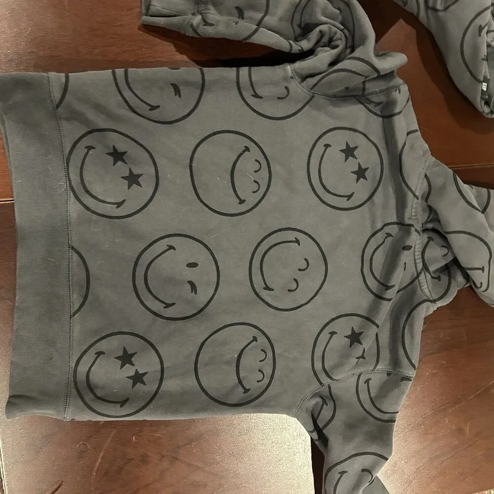 Gap kids Smiley® Icon Gray Hoodie And Joggers Set Shirt Size Large Pants XL